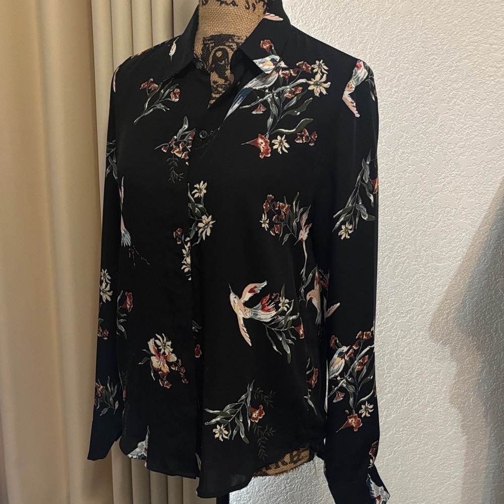 H&M Black Floral Blouse